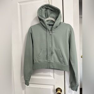 Brandy Melville Cropped Hoodie in Sage Green